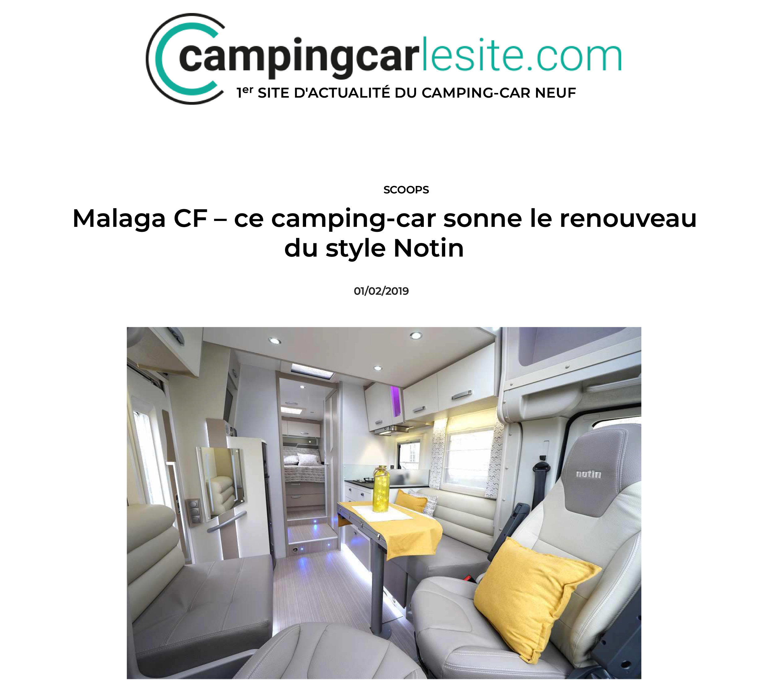 Camping-car présente la nouveauté de printemps NOTIN : Malaga CF